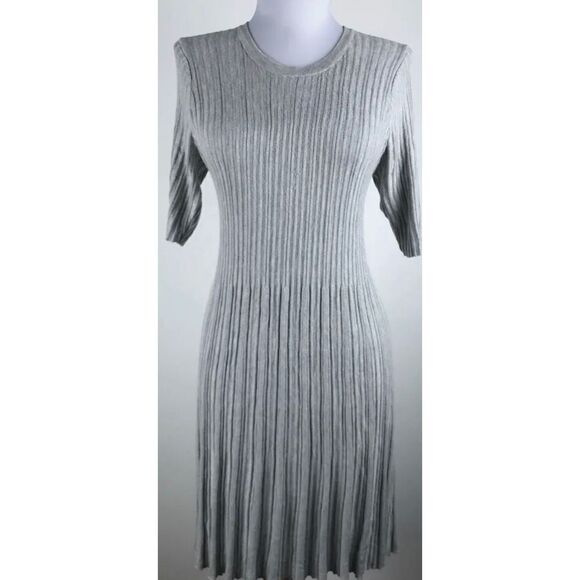 Nice Cooperative Dress Size small Gray Stretchy Short Sleeves Rayon Blend Textur - Picture 1 of 6